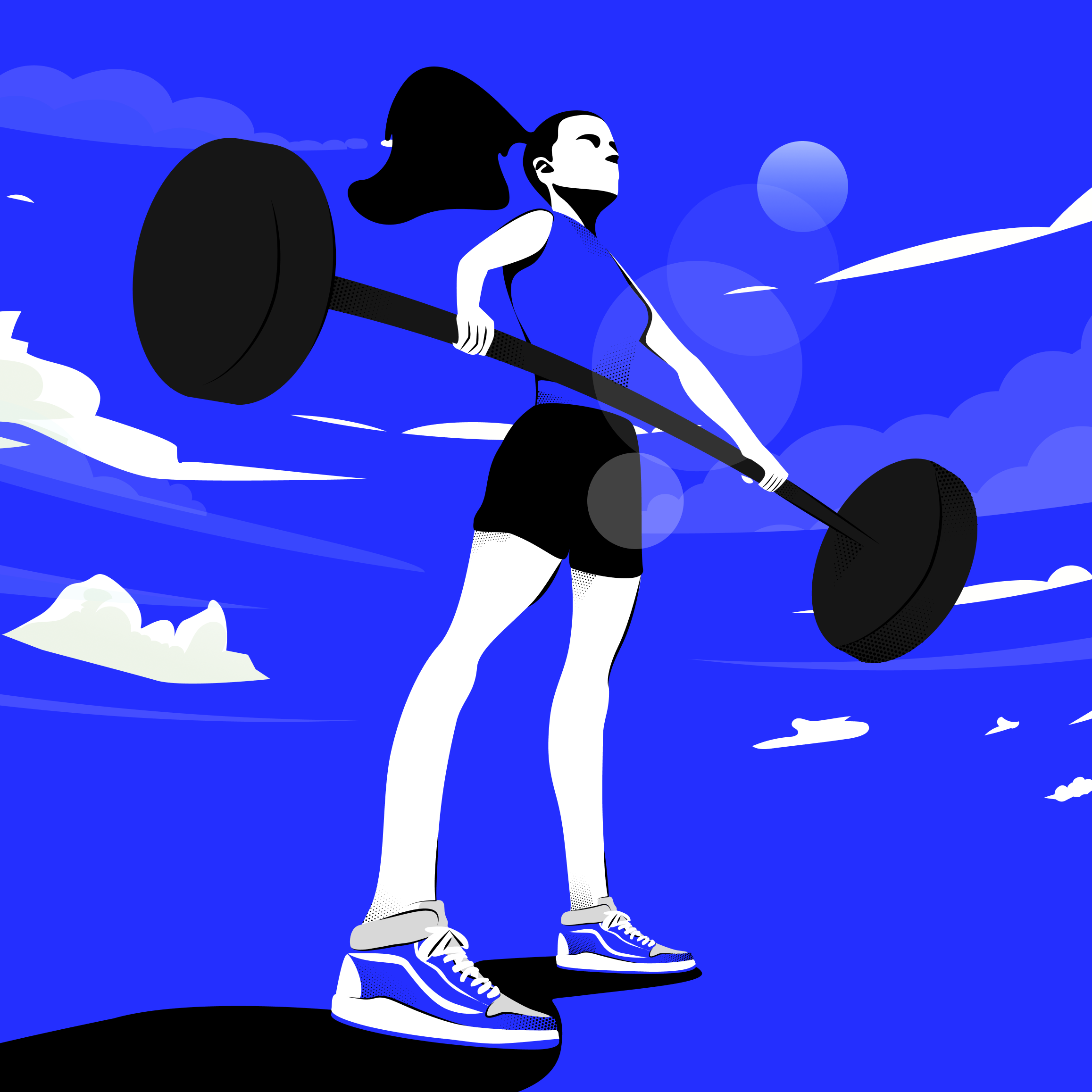Editorial illustration of an athlete lifting a barbell